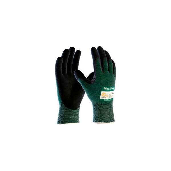 Pip Micro-Foam Nitrile Coated Gloves, Nitrile, Palm & Fingers, 3 Abrasion Level, Green/Black, M 34-8743/M - main